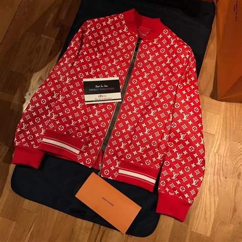 louis vuitton supreme leather white jacket ebay|supreme louis vuitton denim jacket.